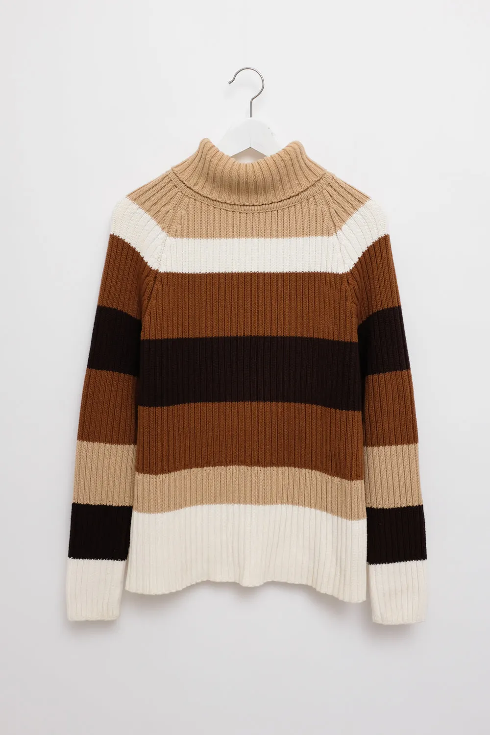 0063_ROLL NECK MULTI BROWN STRIPES SWEATER