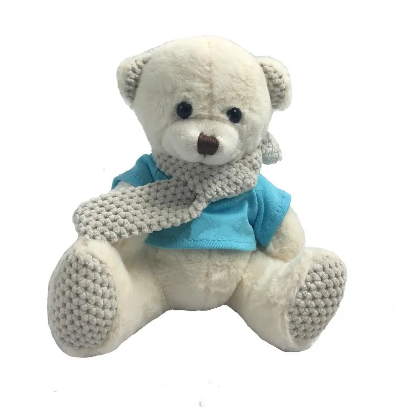 16cm Teddy Bear Plush Toy With Knitted Scarf