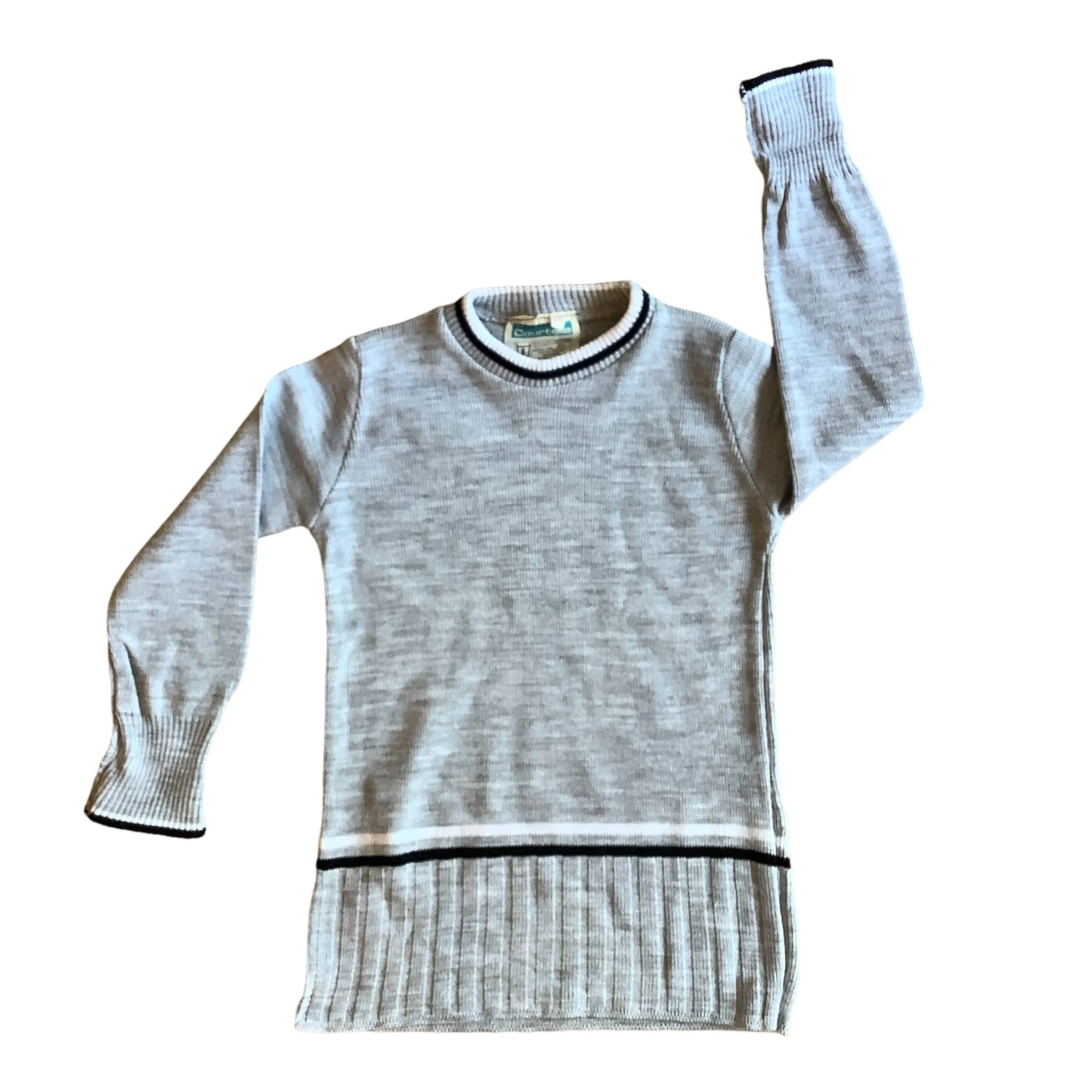 1960's Grey Toddler Girl Knitted Mod Dress  2-3Y