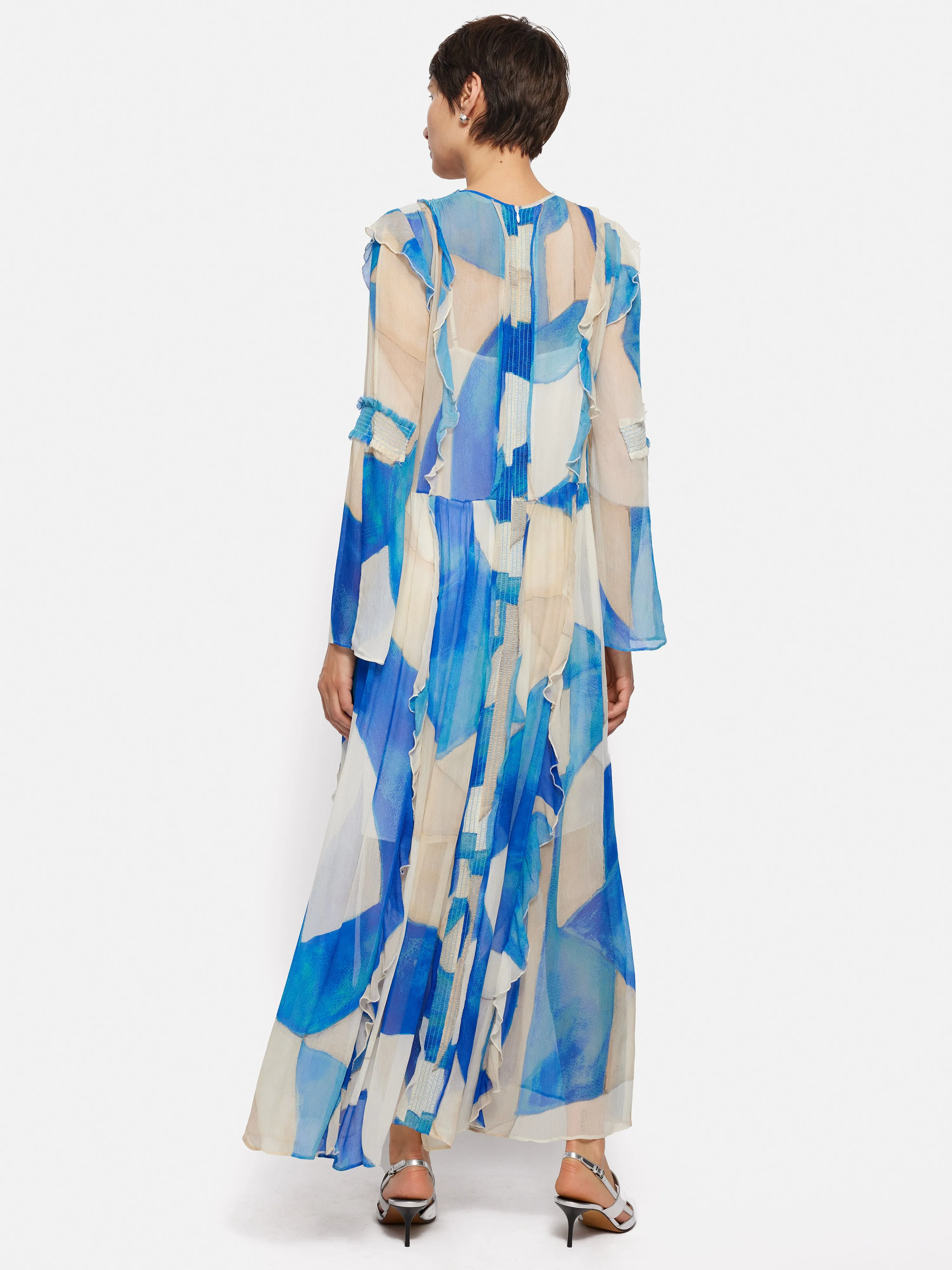 Abstract Long Sleeve Dress | Blue