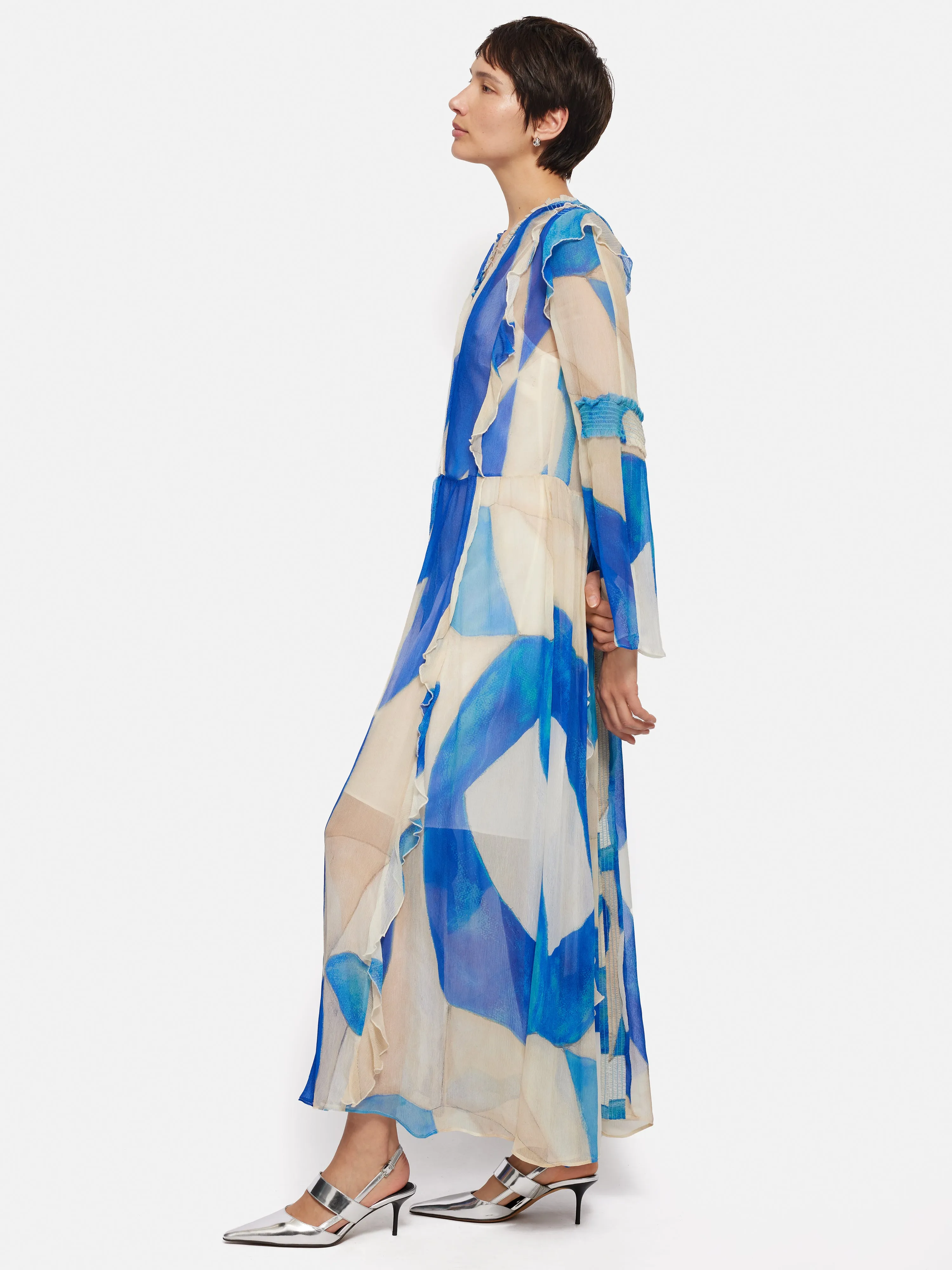 Abstract Long Sleeve Dress | Blue