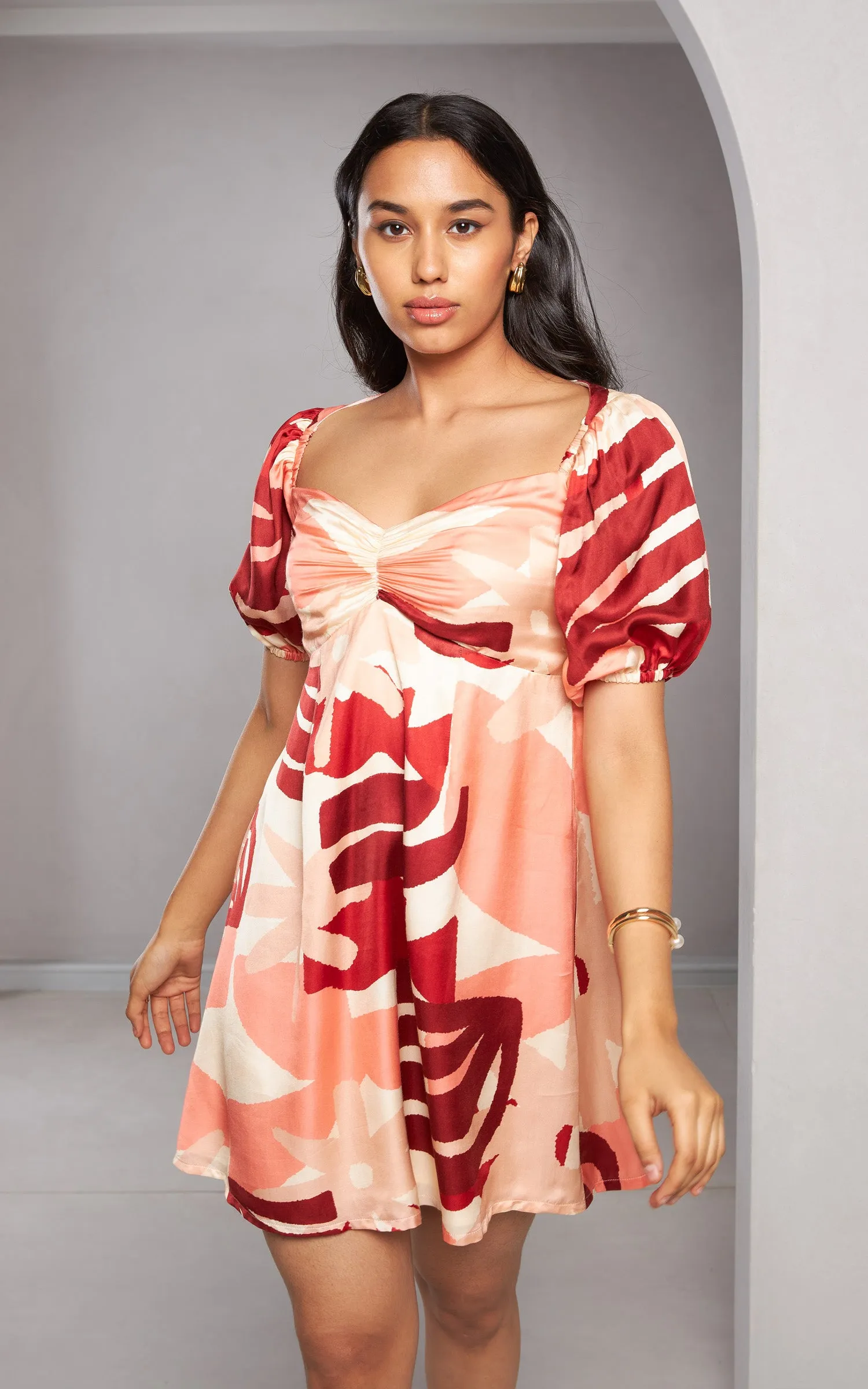 Abstract Printed Short Dress