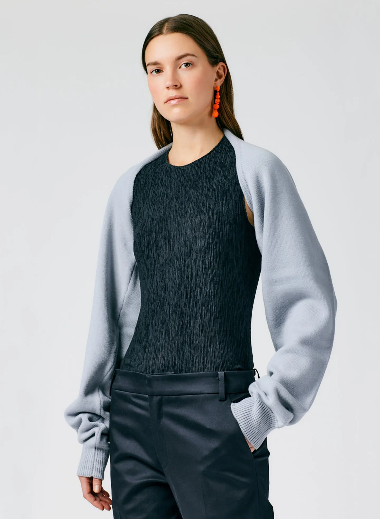 Airy Extrafine Wool Sleeve Shrug