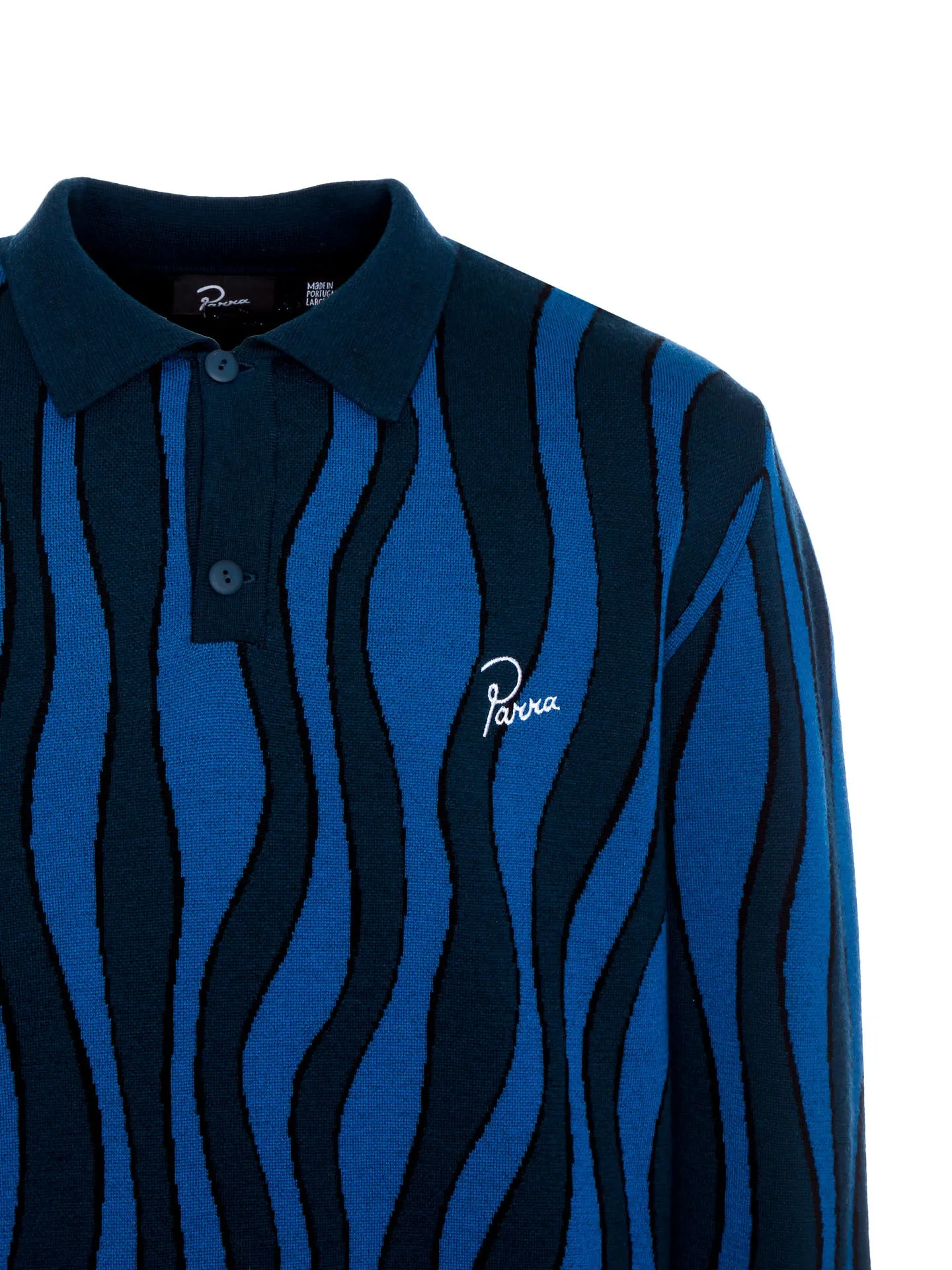 Aqua Weed Waves Knitted Polo