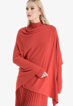 Asymmetrical Hem Knitted Poncho