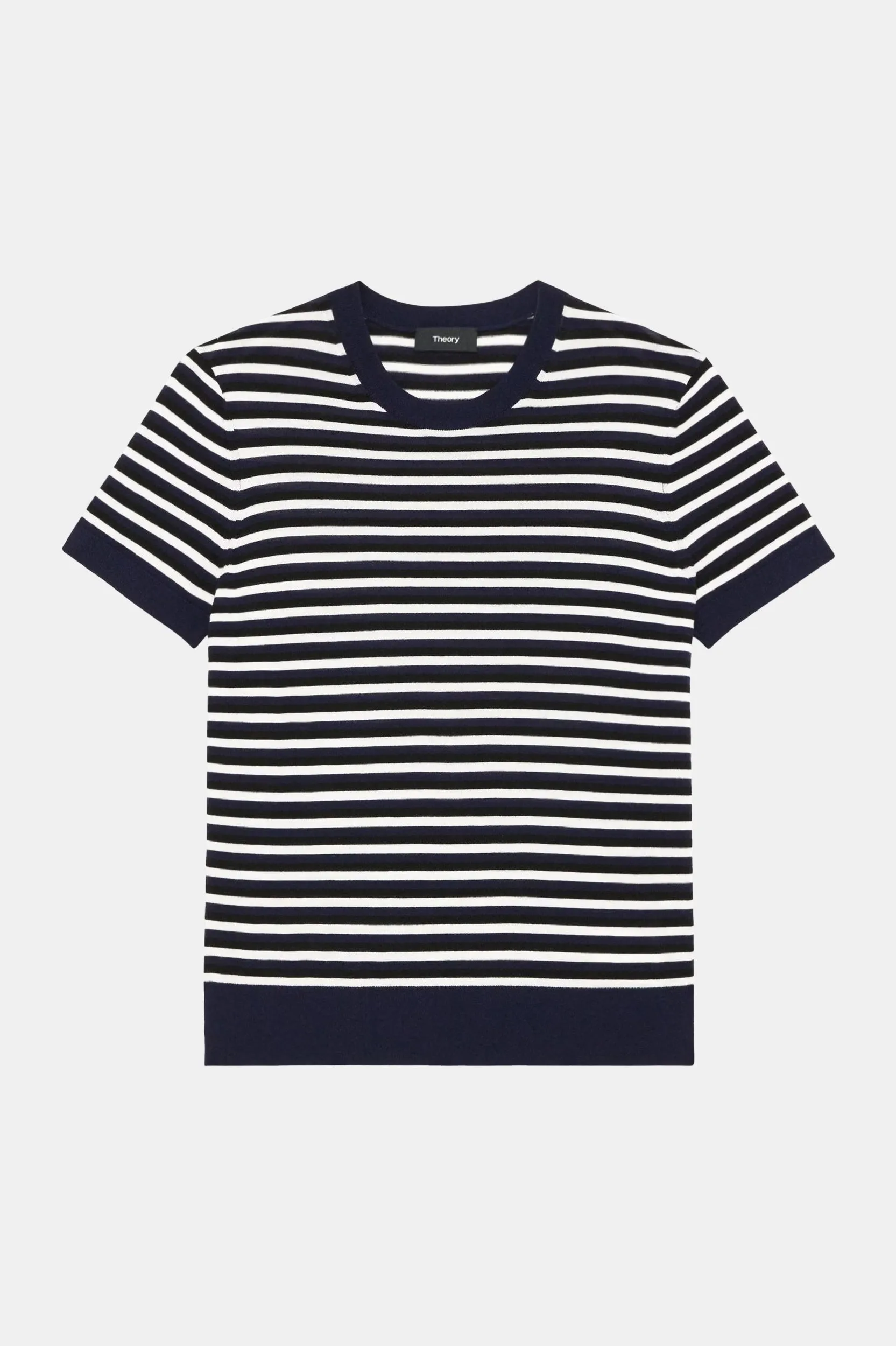 Basic Wool Stripe Tee in Black