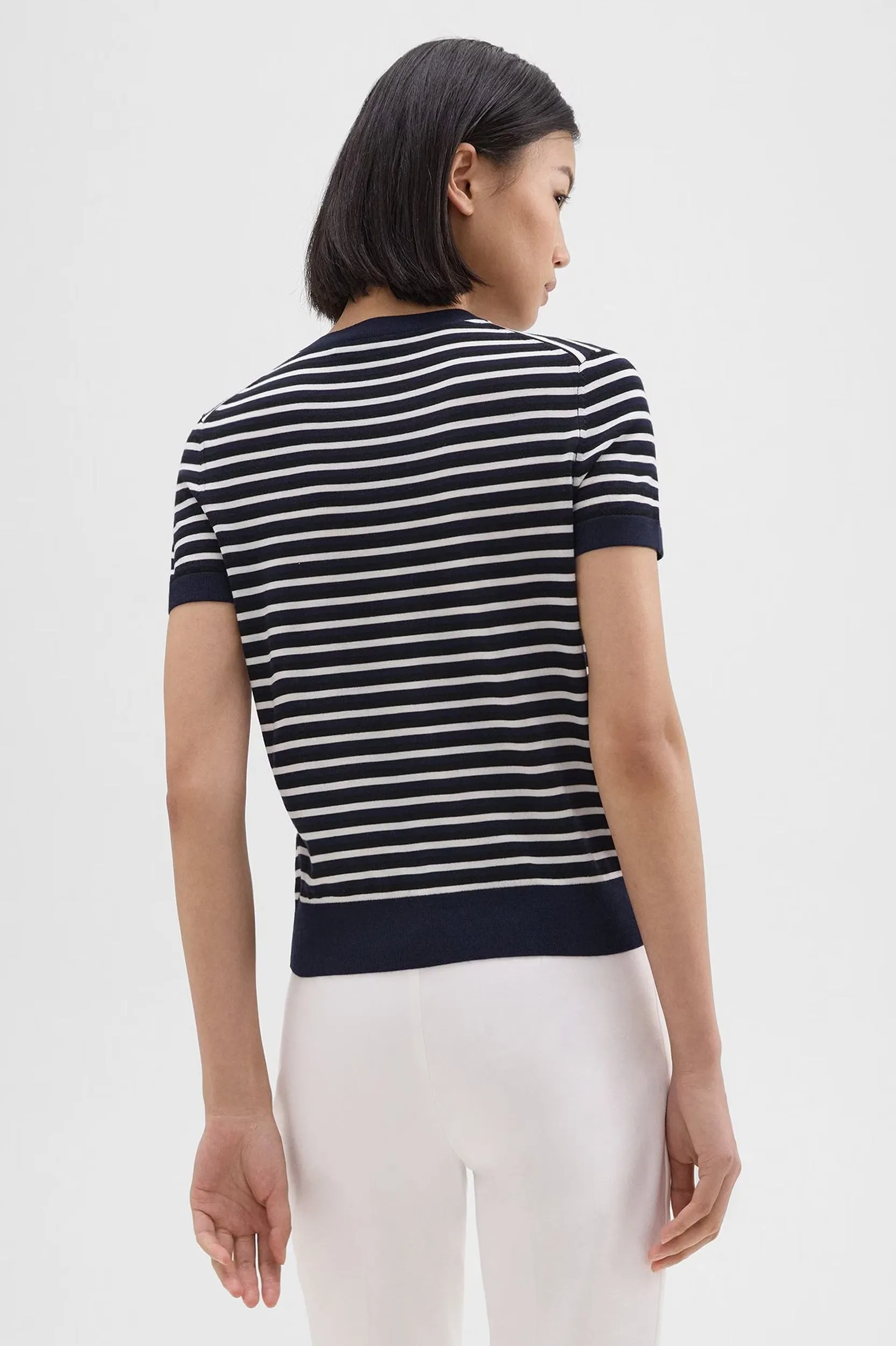 Basic Wool Stripe Tee in Black