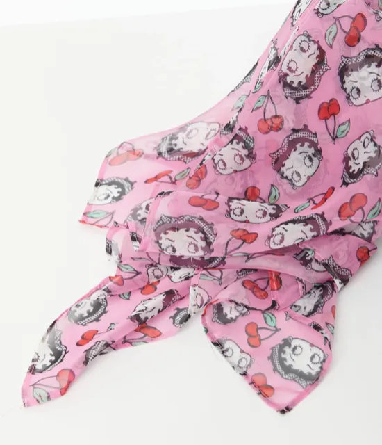 Betty Boop Pink Cherry Print Hair Scarf