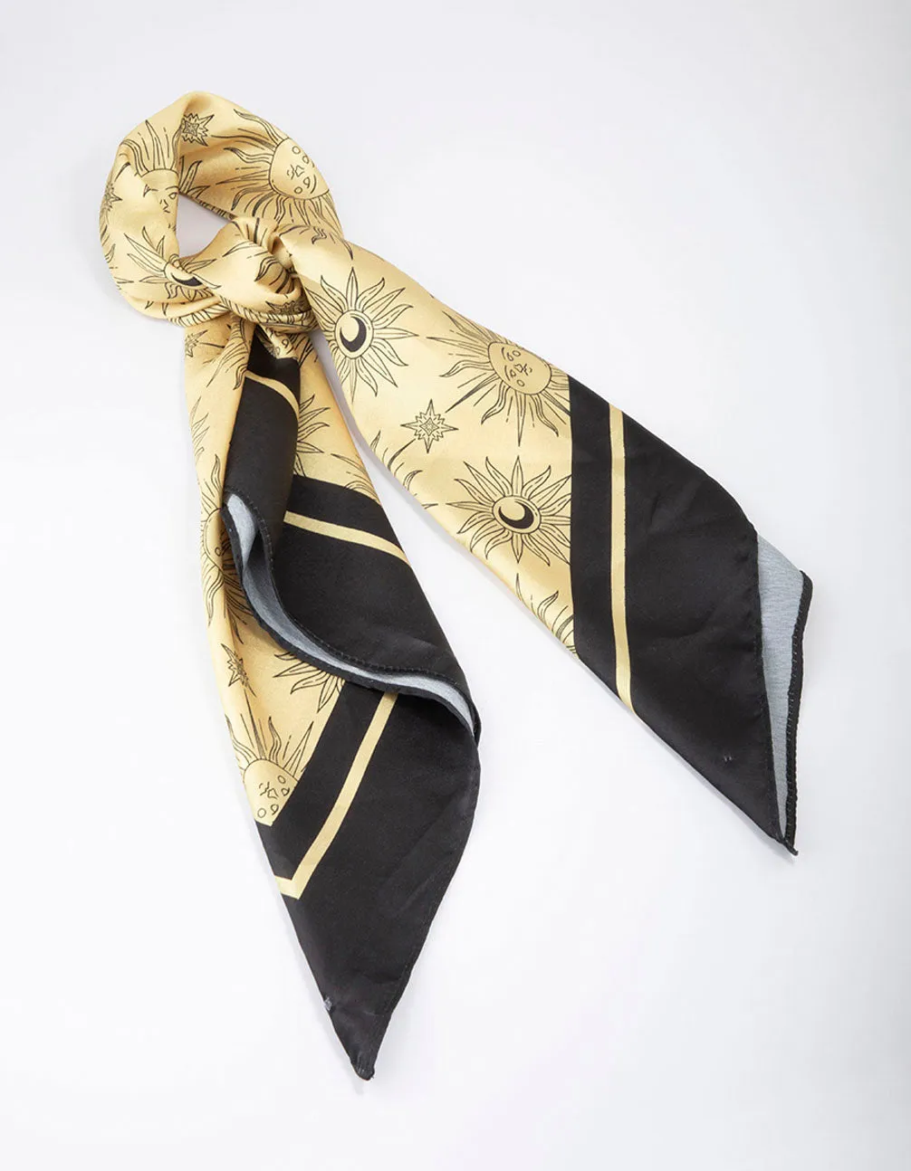 Black & Gold Fabric Celestial Sun Scarf