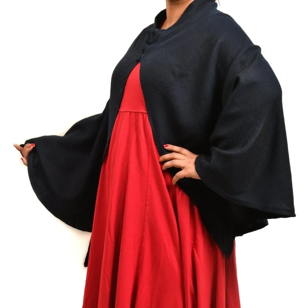 Black Merino Wool Cape