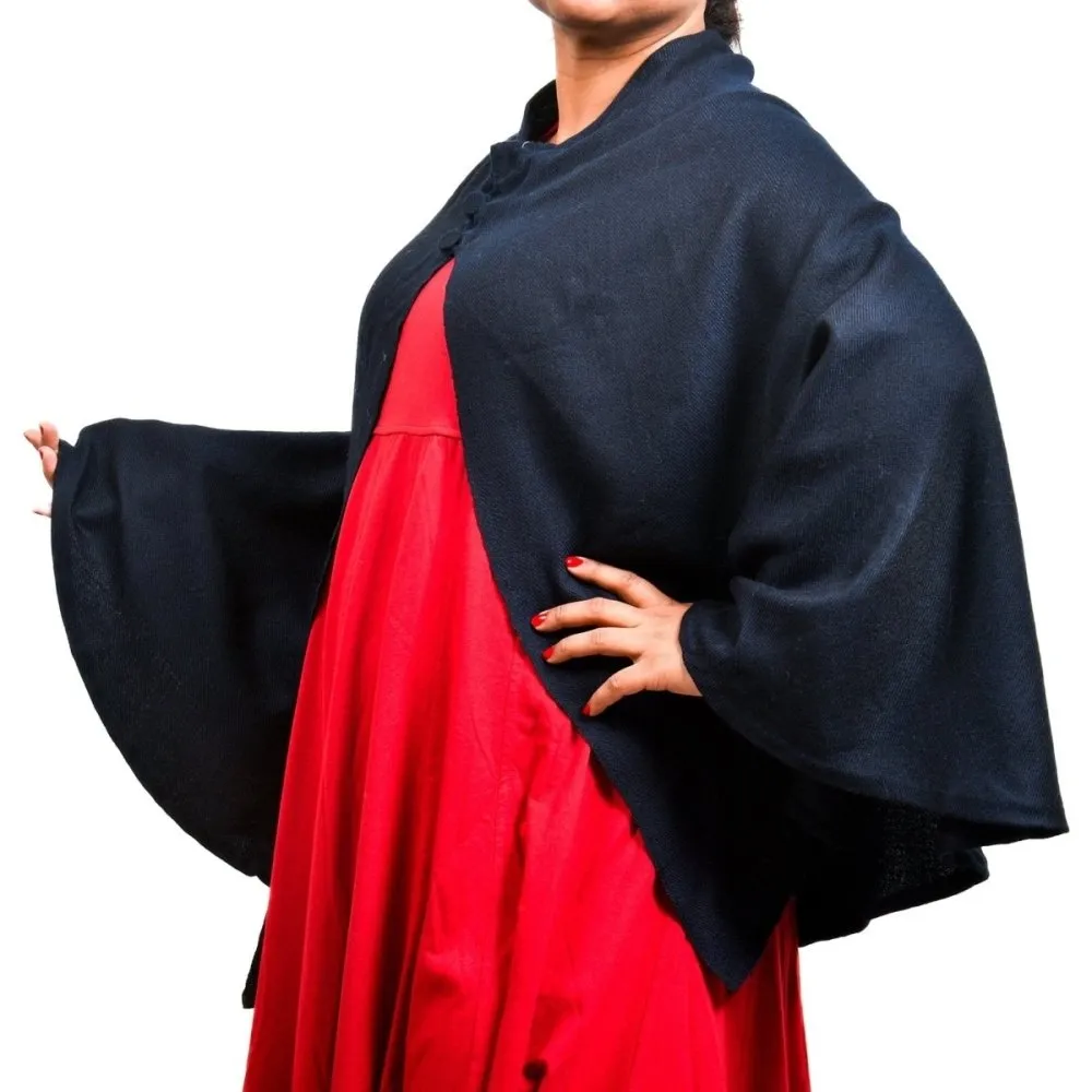 Black Merino Wool Cape