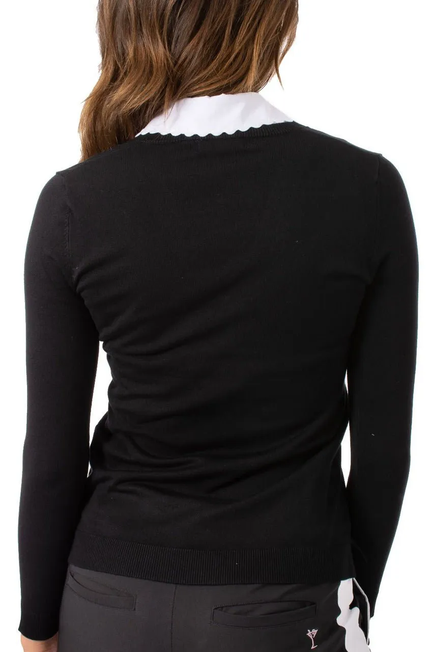 Black Stretch V-Neck Sweater