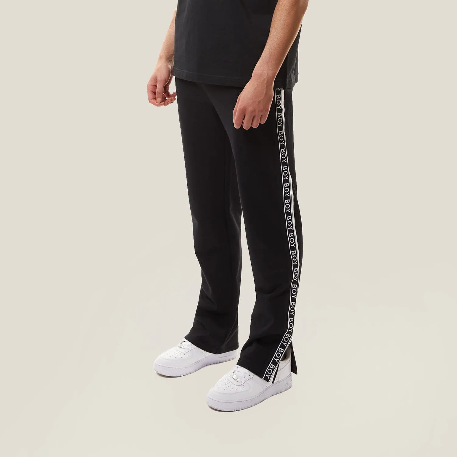 BOY KNITTED SIDE JOGGERS - BLACK