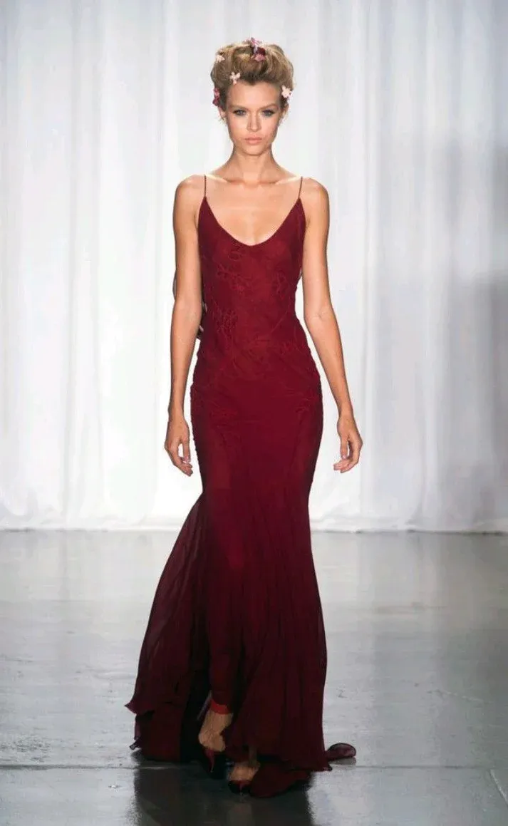 Burgundy Mermaid Evening Dress Long Prom Dress  SH1186