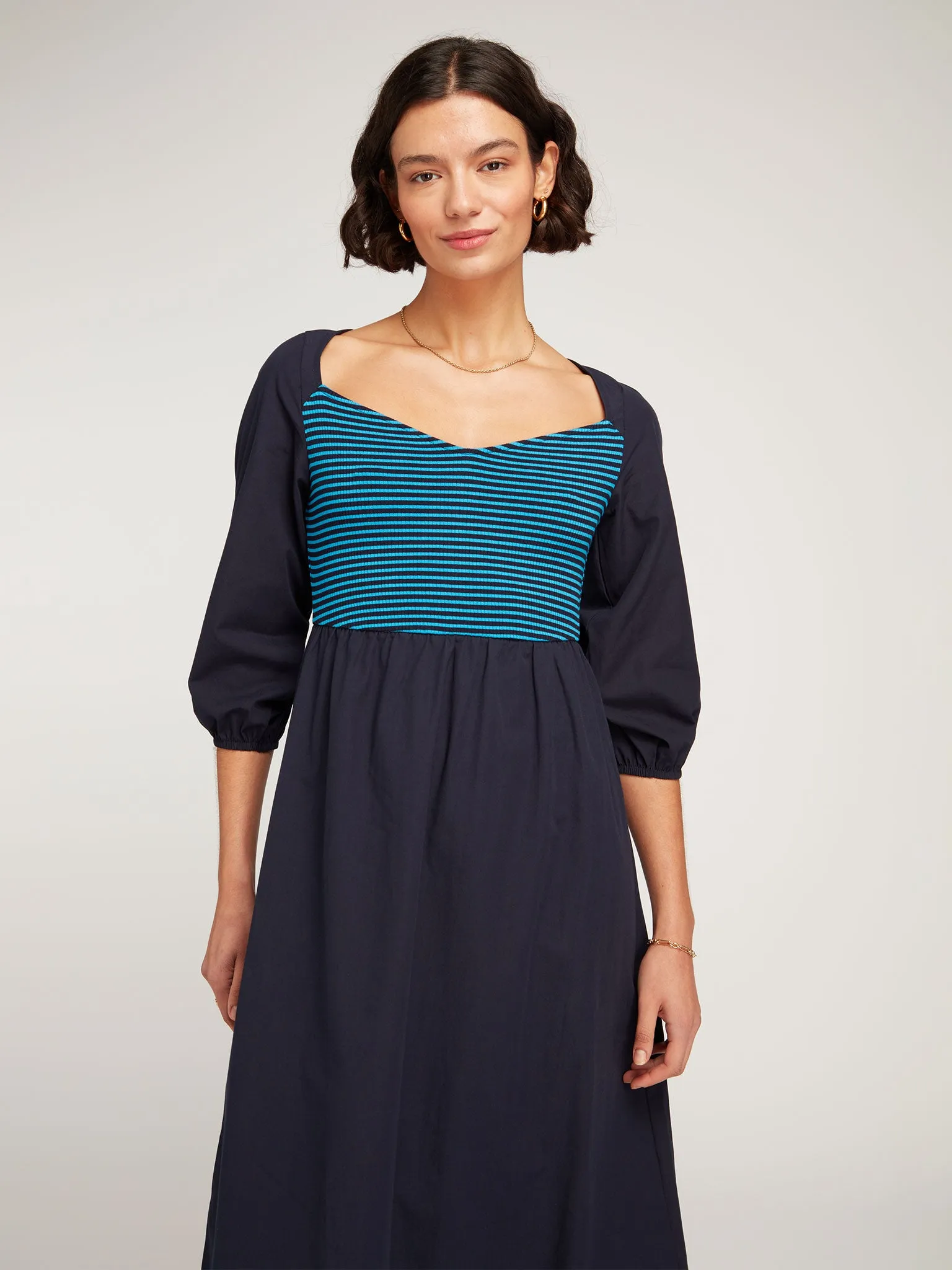 Buttercup Jersey Midi Dress in Blue Colourblock