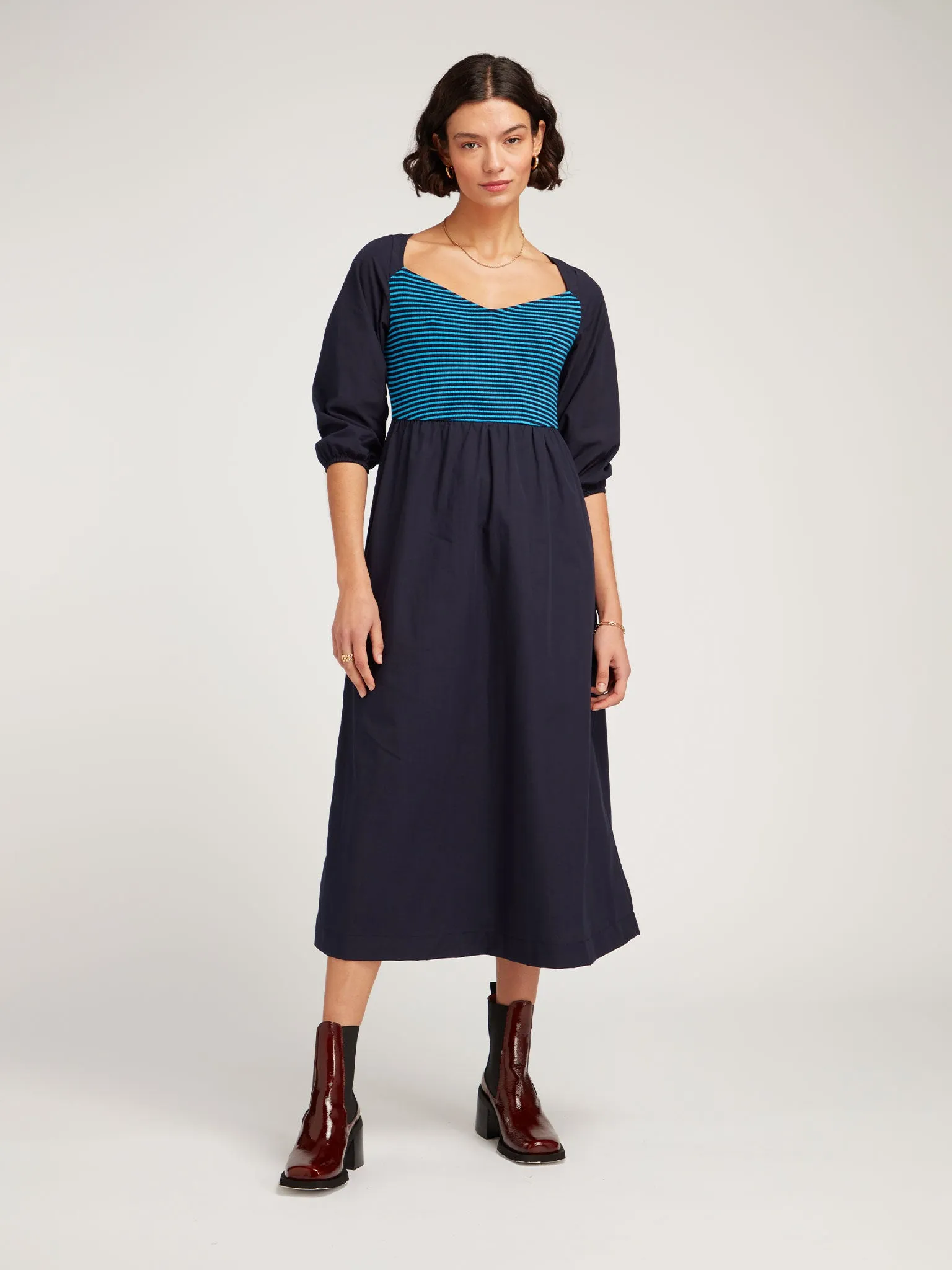 Buttercup Jersey Midi Dress in Blue Colourblock