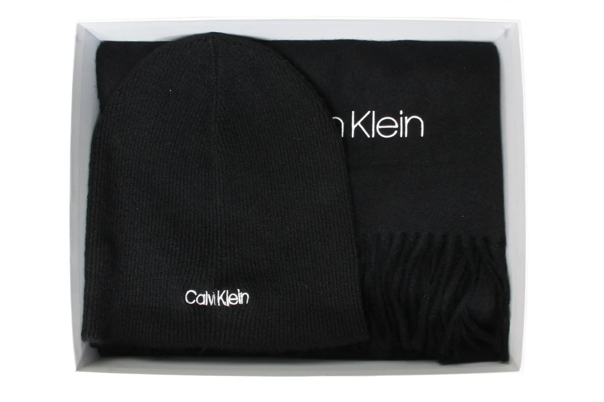 Calvin Klein Mens Basic Wool Beanie & Scarf Set