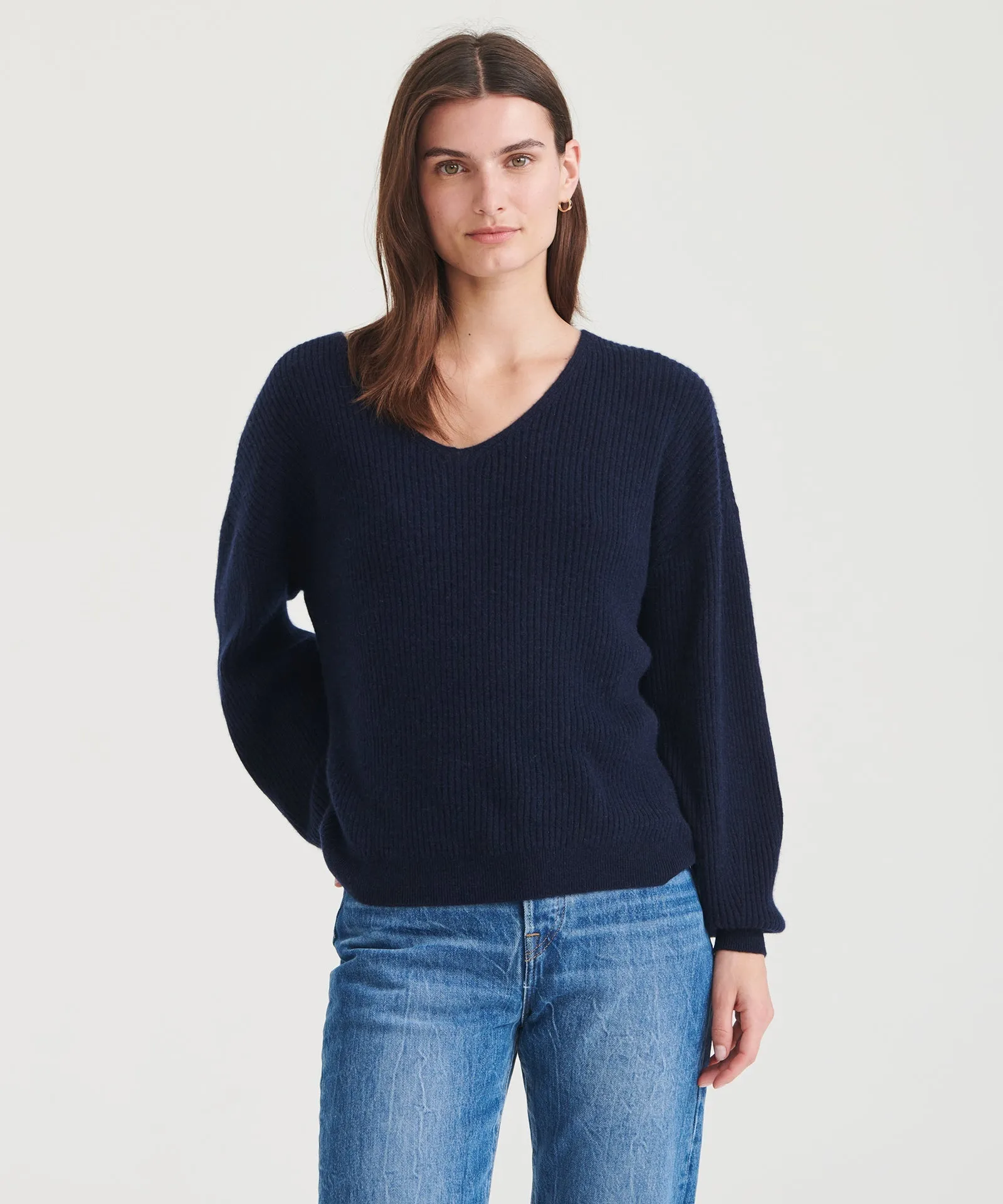 Cashmere Oversized Ribbed V-Neck Sweater