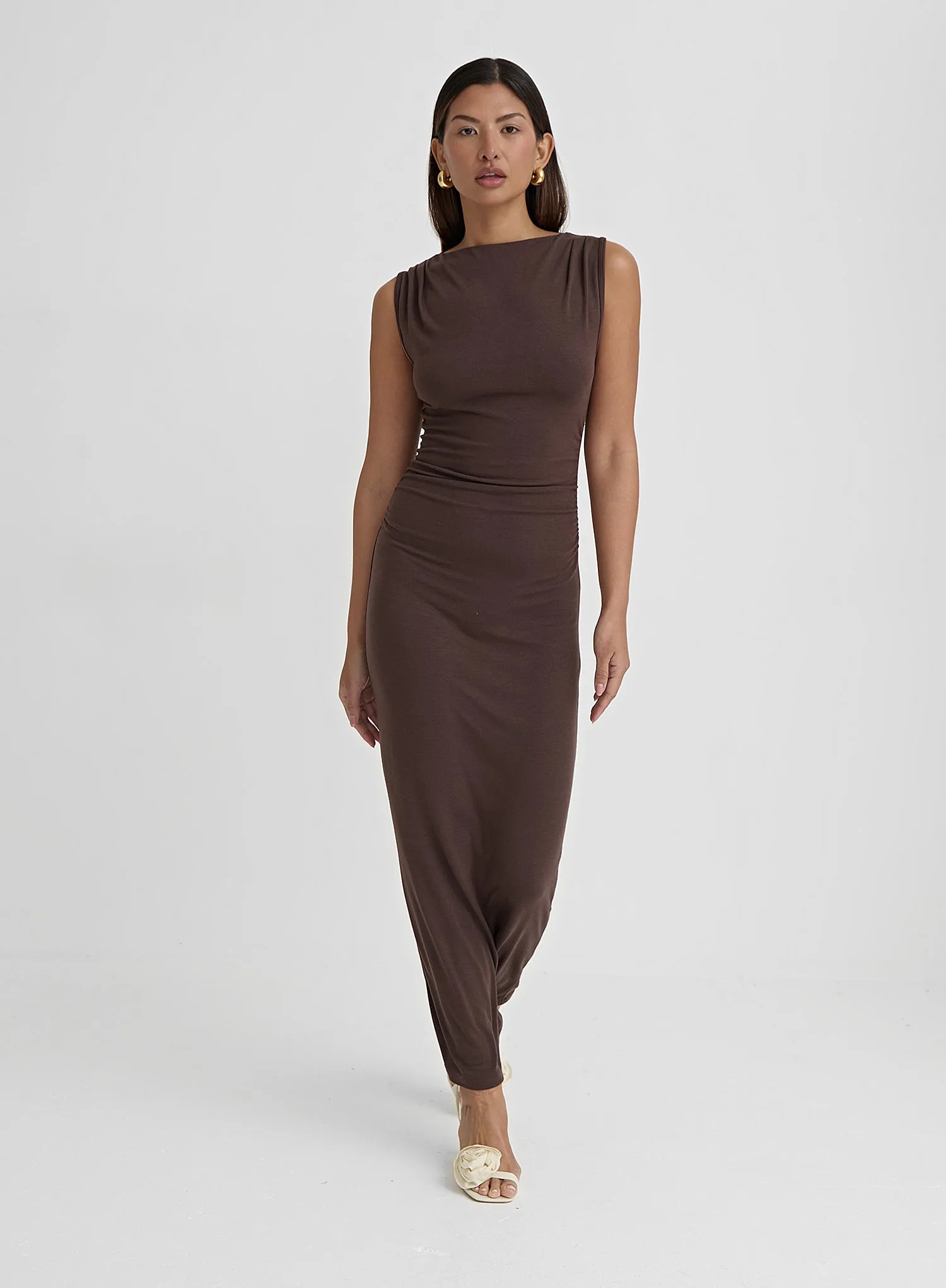 Chocolate Jersey Midaxi Dress- Derry