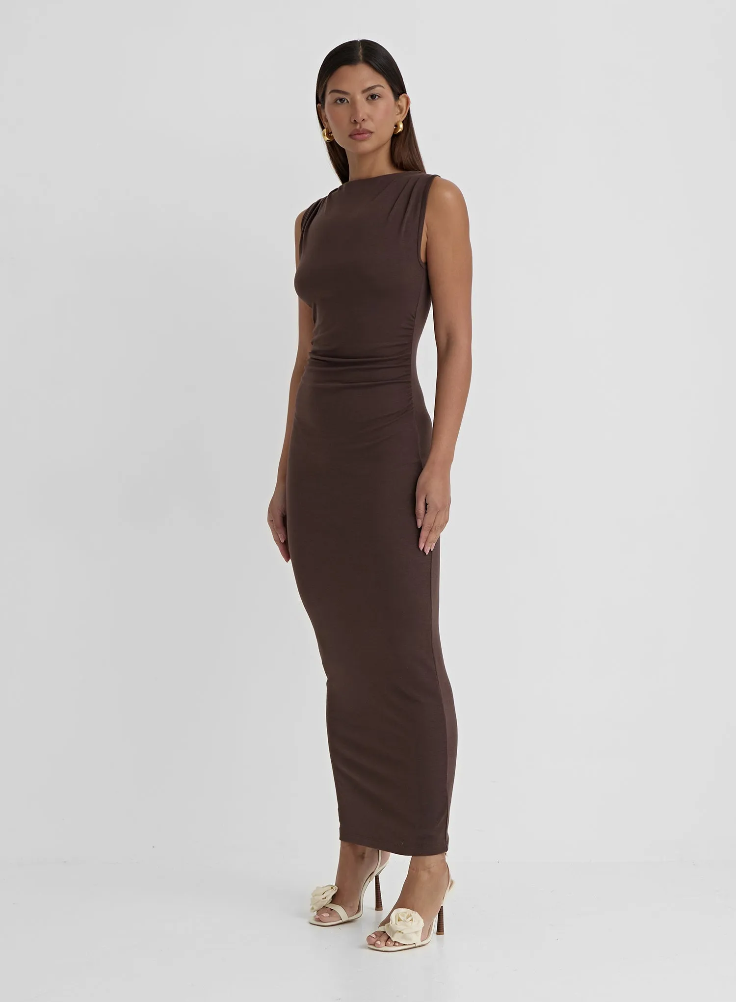 Chocolate Jersey Midaxi Dress- Derry