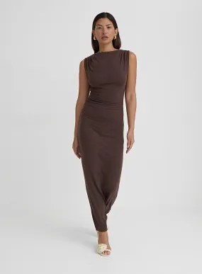 Chocolate Jersey Midaxi Dress- Derry