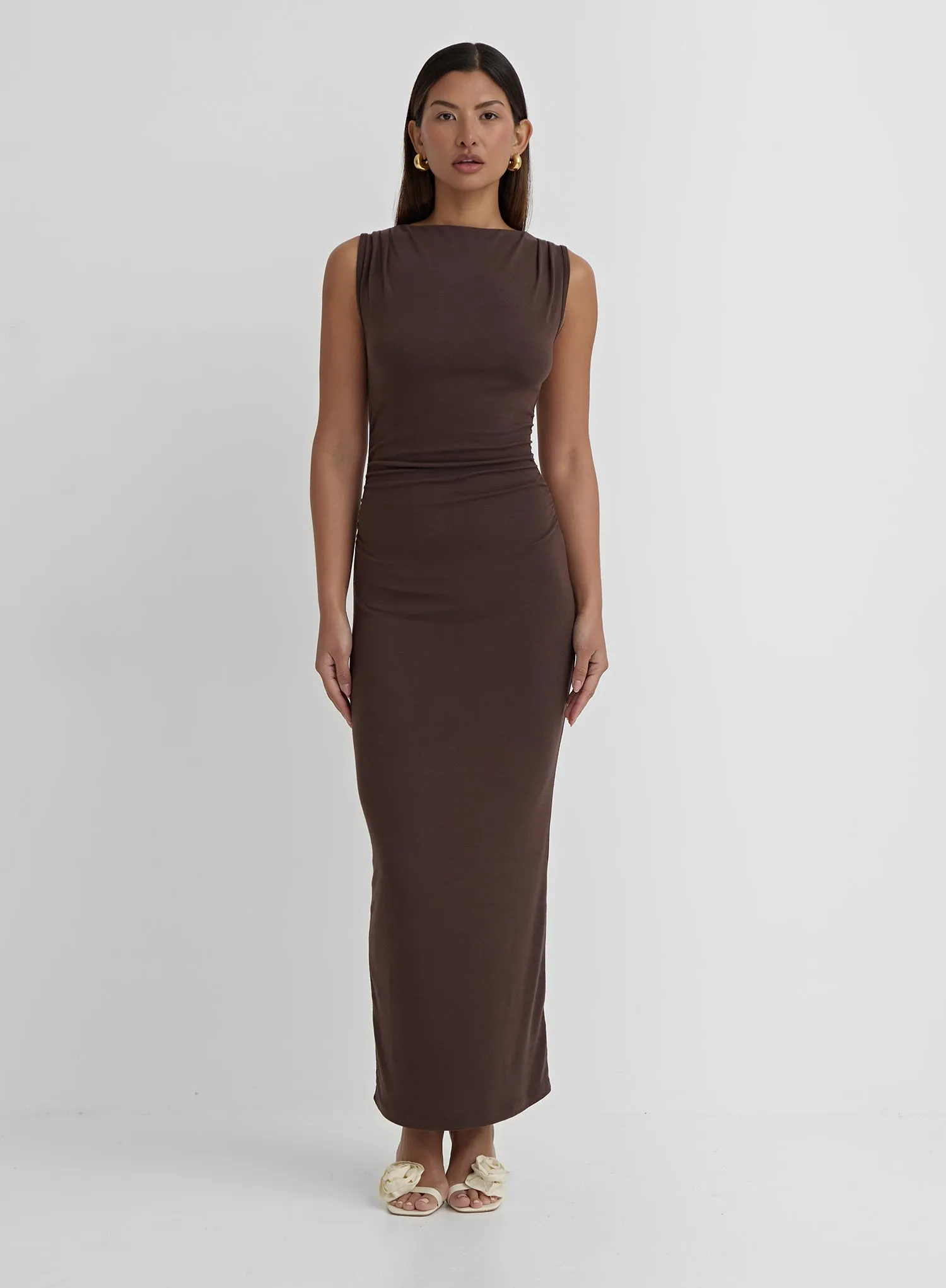 Chocolate Jersey Midaxi Dress- Derry