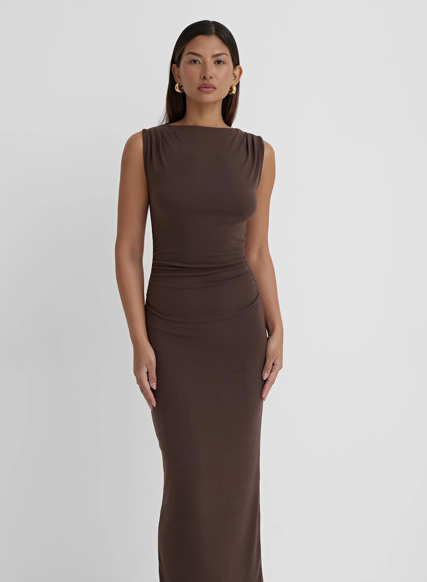 Chocolate Jersey Midaxi Dress- Derry