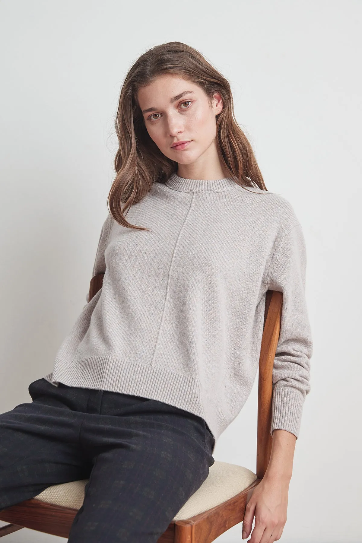 CLARISSA WOOL BLEND SPLIT HEM SWEATER