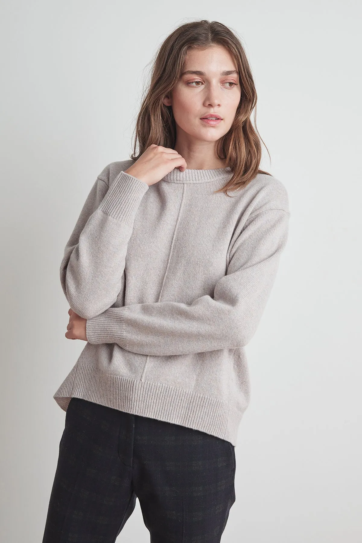 CLARISSA WOOL BLEND SPLIT HEM SWEATER