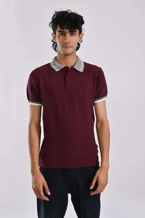 CONTRAST TIPPING COLLAR KNITTED POLO