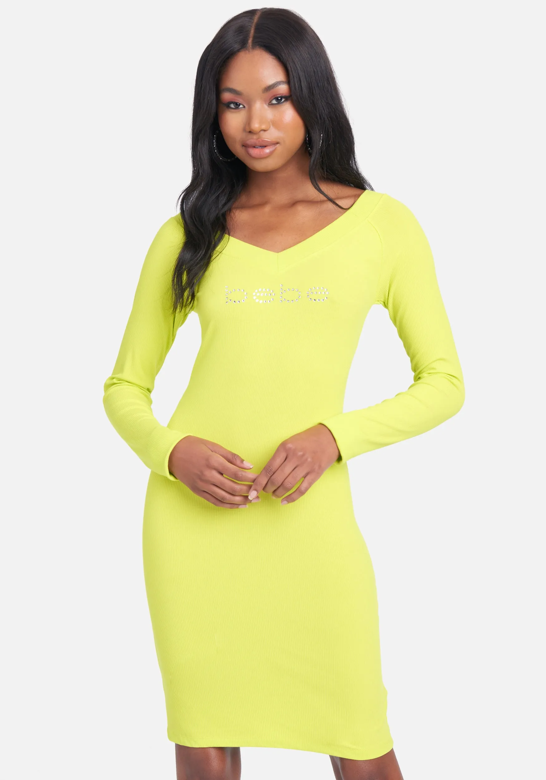 Crystal Logo Long Sleeve Dress