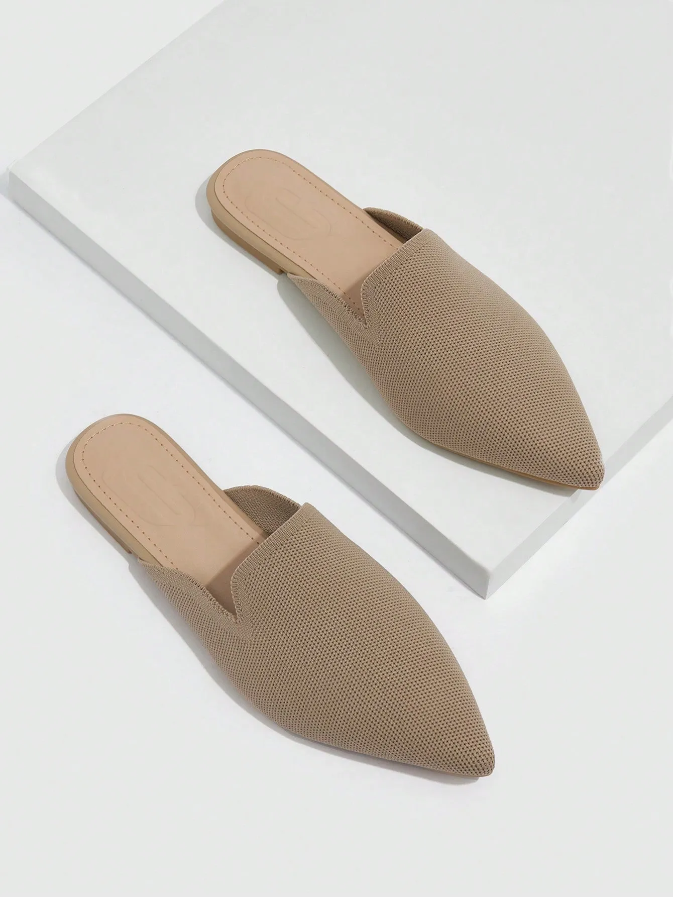 CUCCOO BASICS Minimalist Point Toe Flat Mules Vacation Shoes Summer Sale