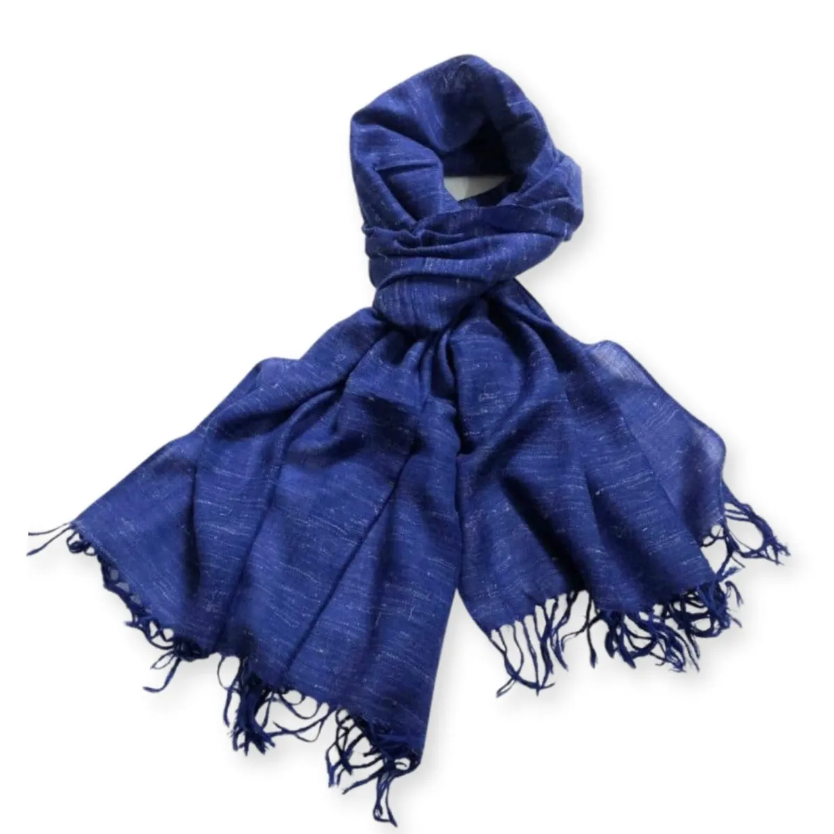 Dark-Blue Wool & Linen Long Scarf/Stole