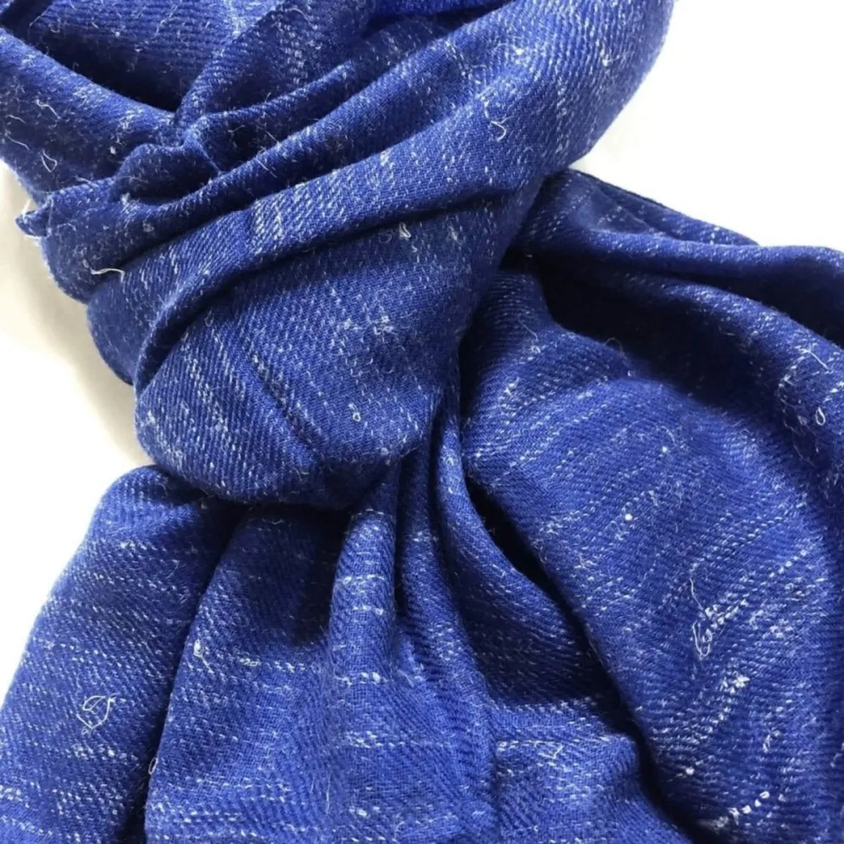 Dark-Blue Wool & Linen Long Scarf/Stole