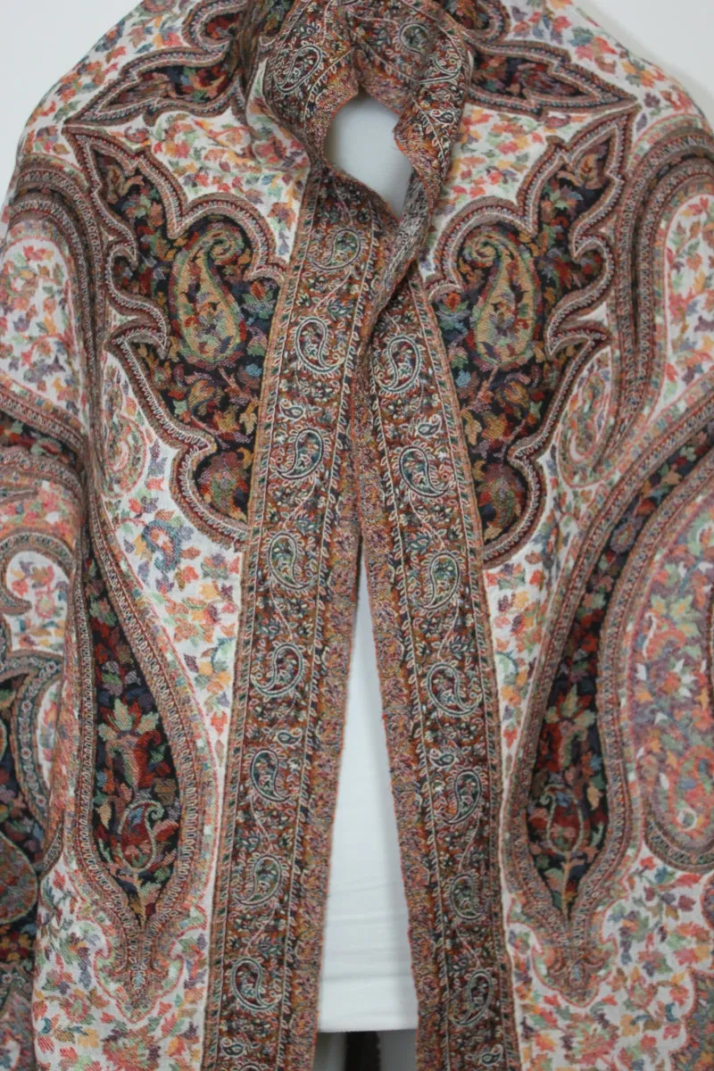 Deidaa Large Black White Wool Paisley Scarf