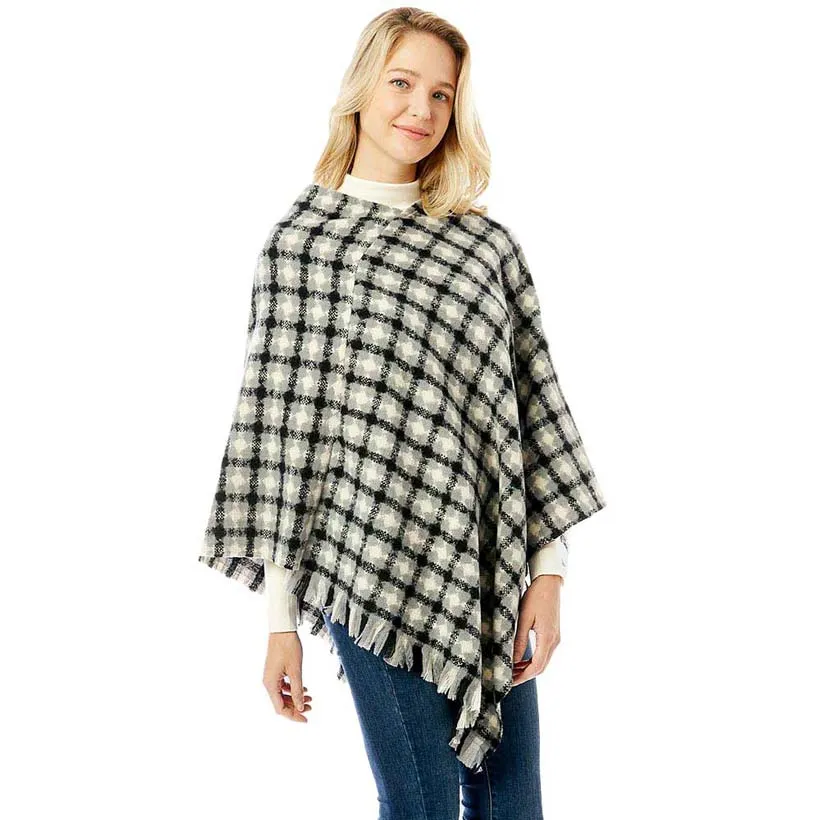 Diamond Pattern Knitted Poncho