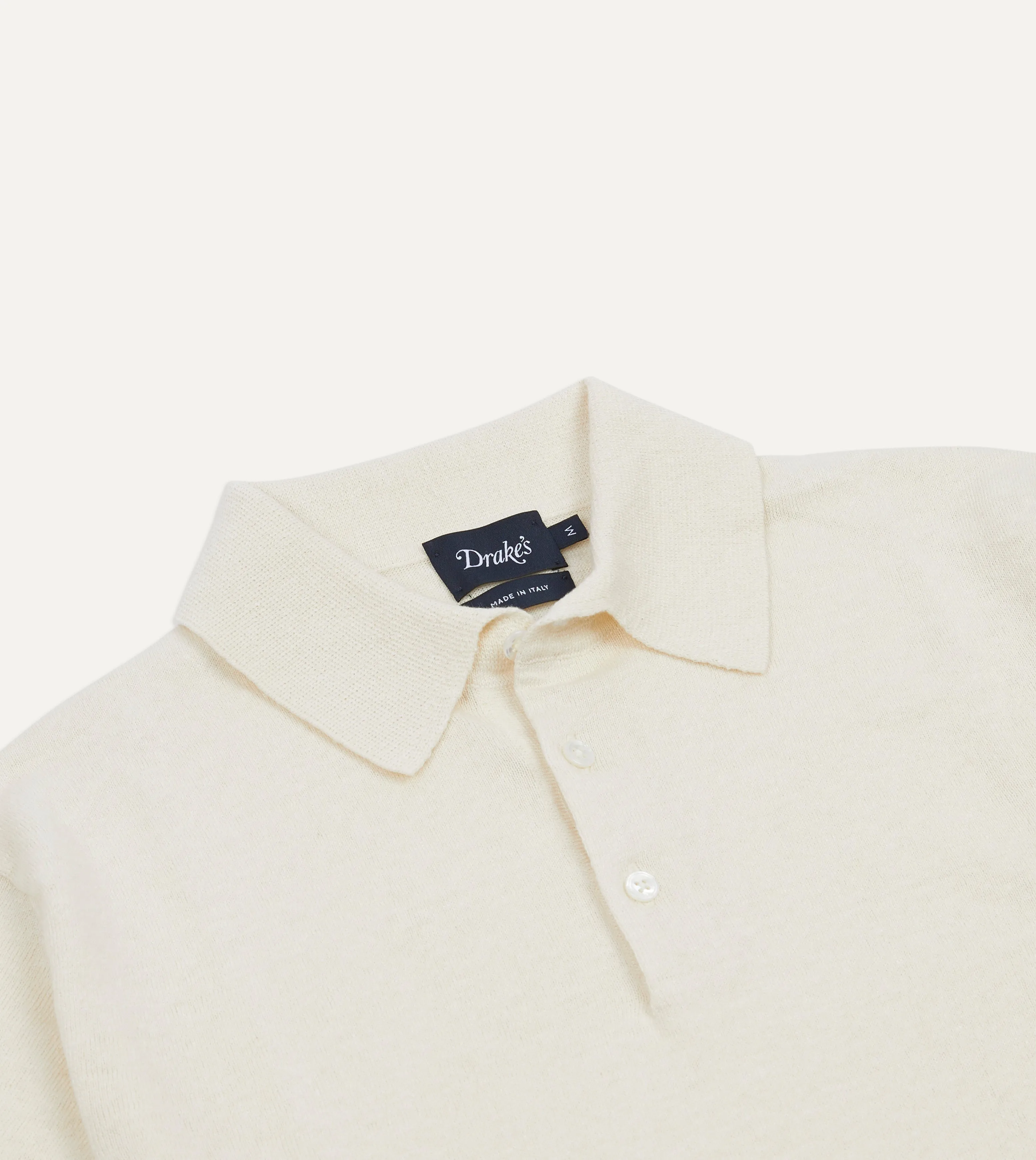 Ecru Knitted Linen-Cotton Short-Sleeve Polo Shirt