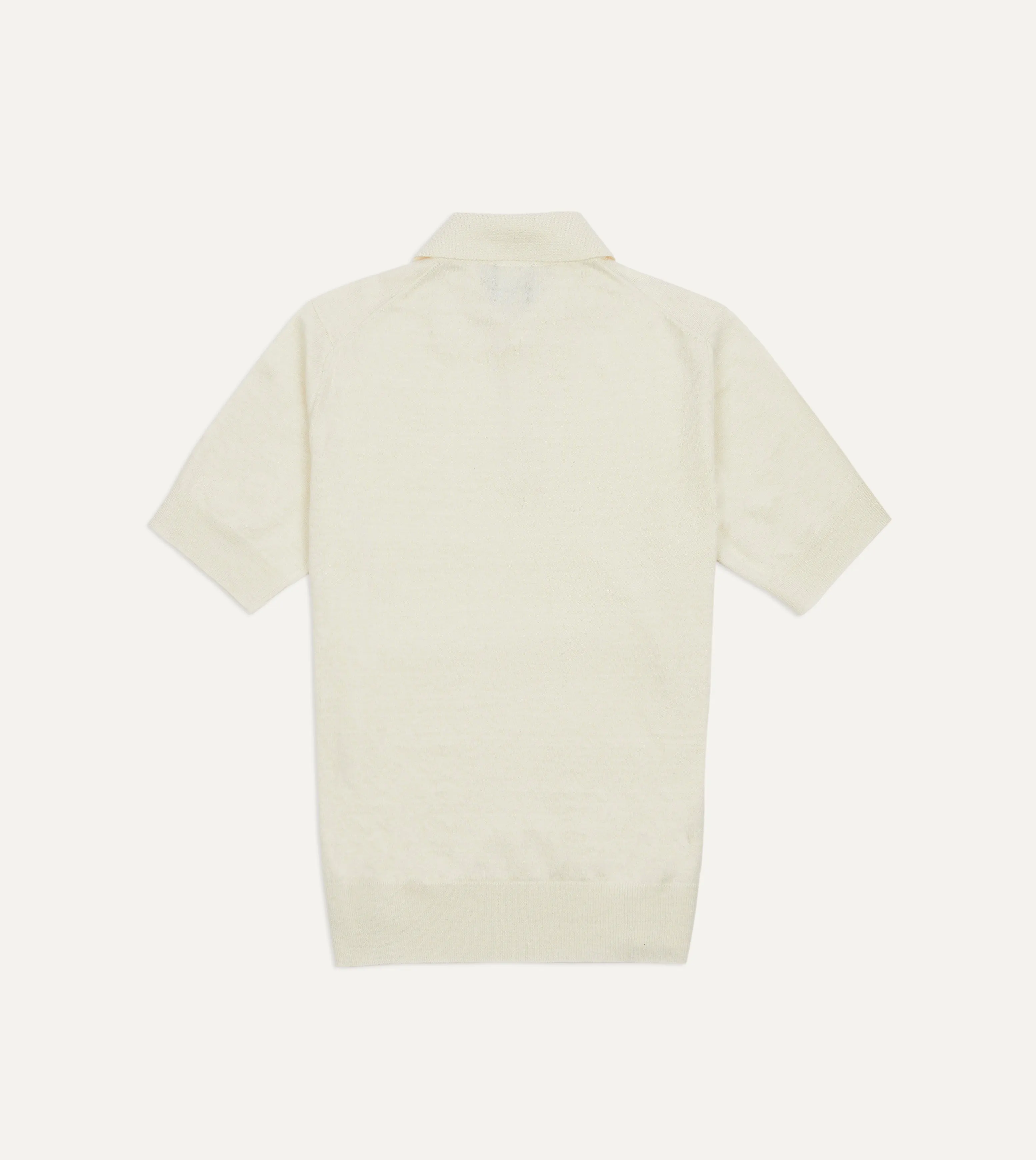 Ecru Knitted Linen-Cotton Short-Sleeve Polo Shirt