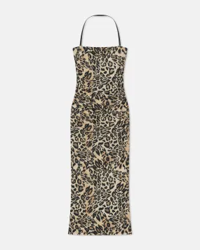 Eliz - Printed Mesh-Jersey Midi Dress - Leopard