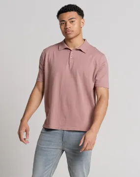 ESSENTIAL OVERSIZED SHORT SLEEVE KNITTED POLO | PINK