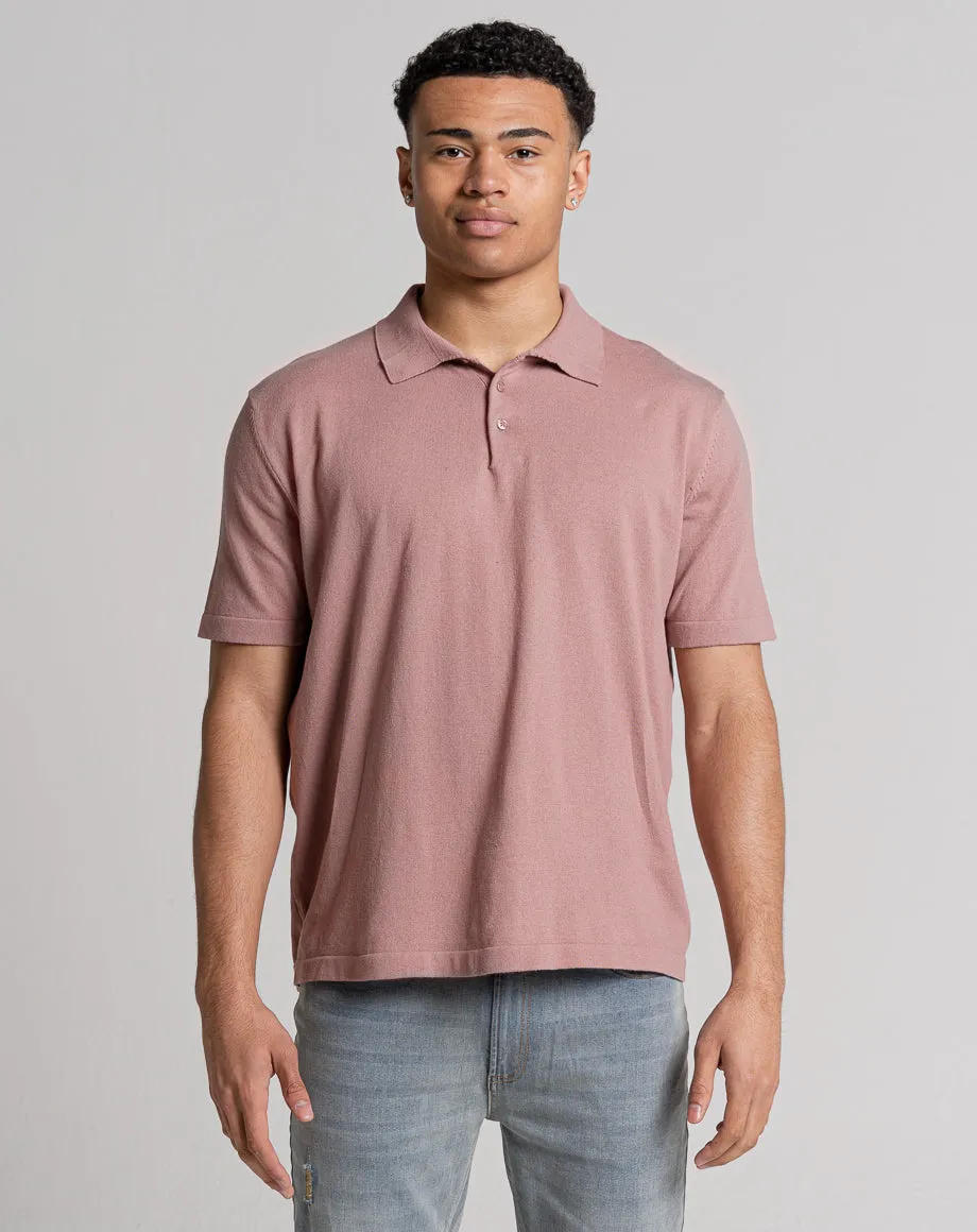 ESSENTIAL OVERSIZED SHORT SLEEVE KNITTED POLO | PINK