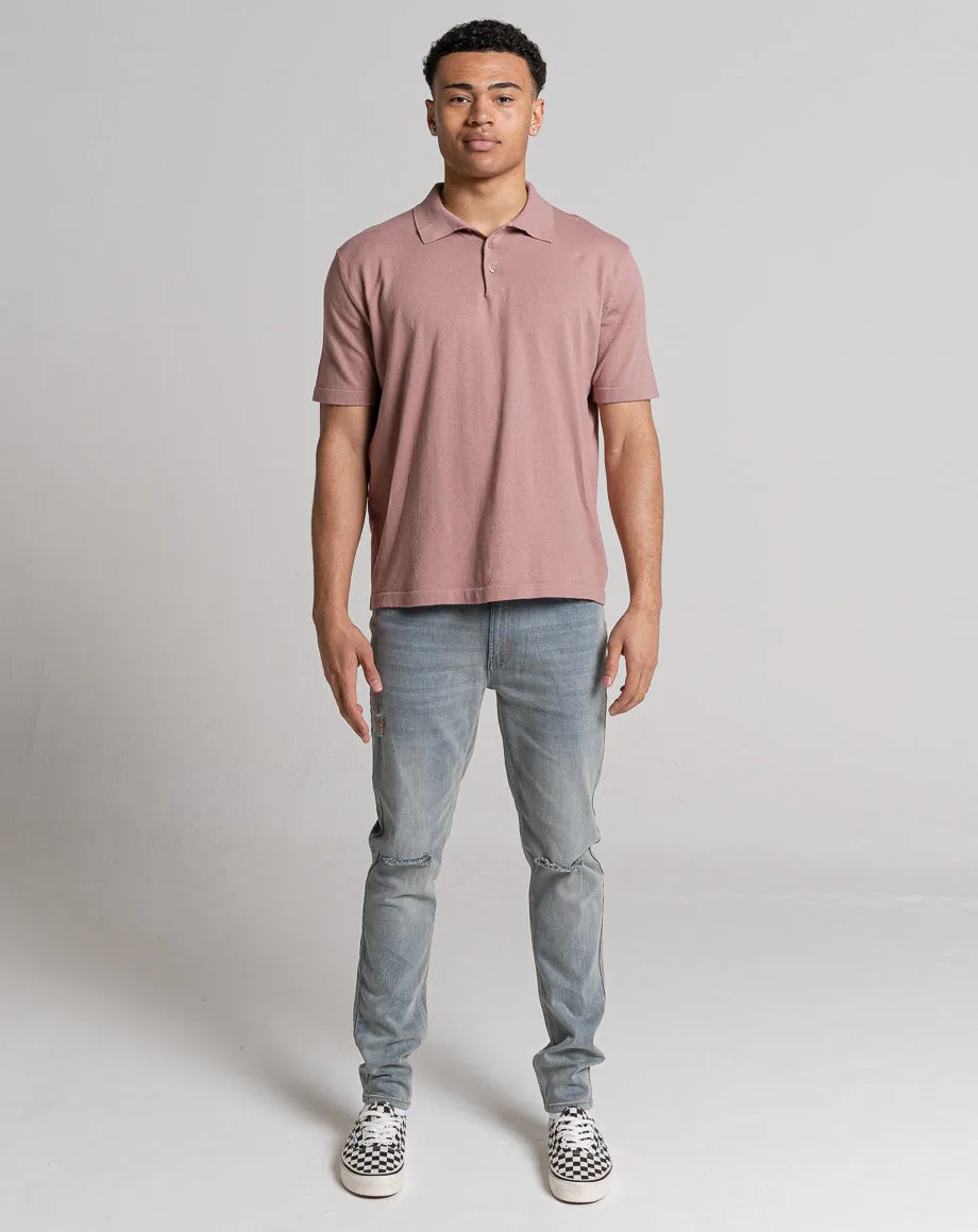 ESSENTIAL OVERSIZED SHORT SLEEVE KNITTED POLO | PINK