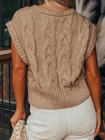 Explore More Collection - Cable-Knit Round Neck Sweater