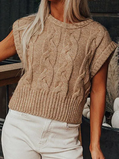 Explore More Collection - Cable-Knit Round Neck Sweater