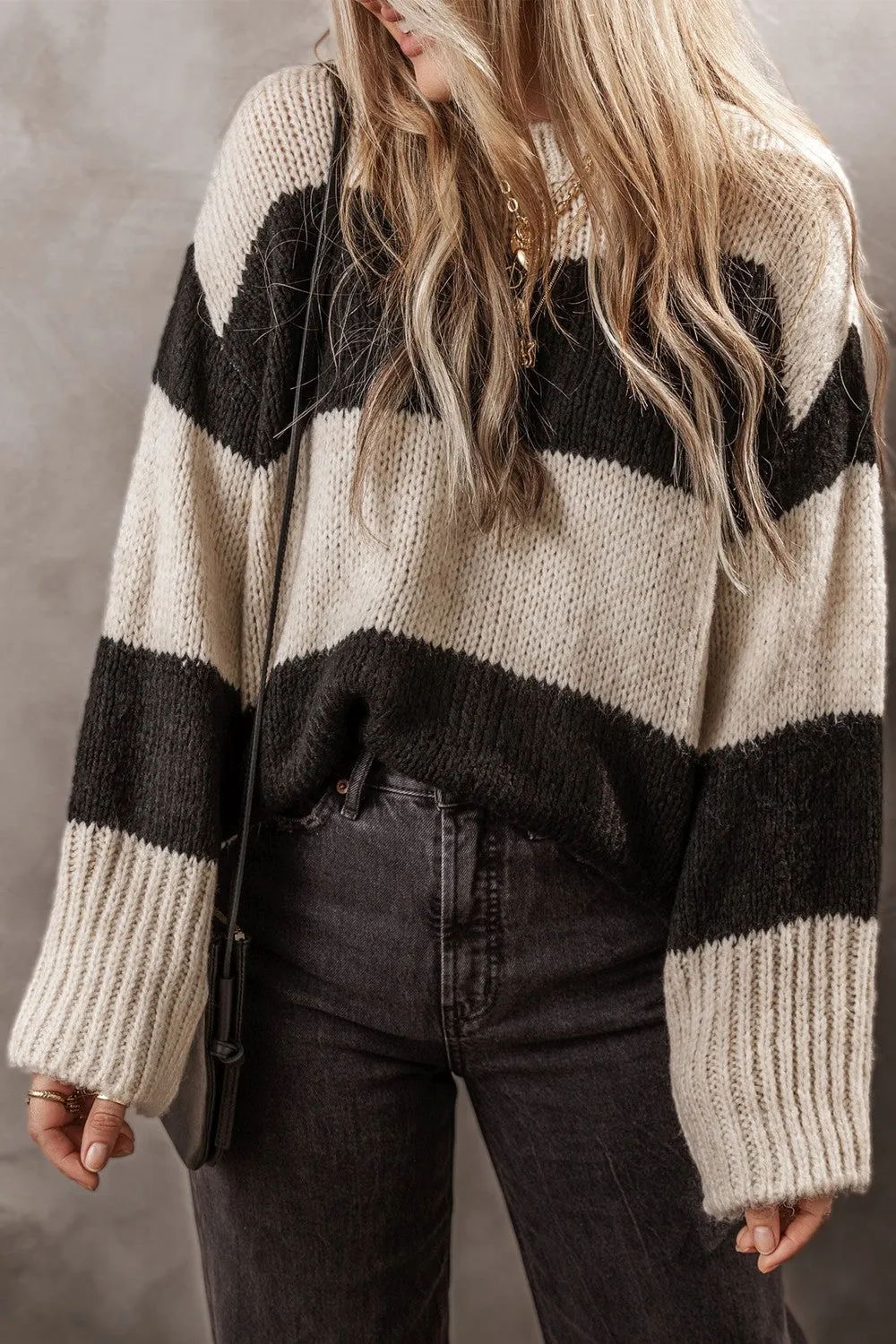 Explore More Collection - Color Block Round Neck Sweater