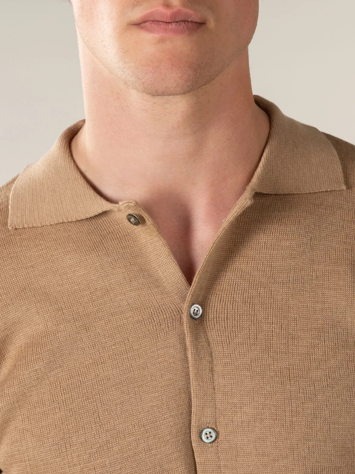 Extrafine Merino Knitted Shirt Beige