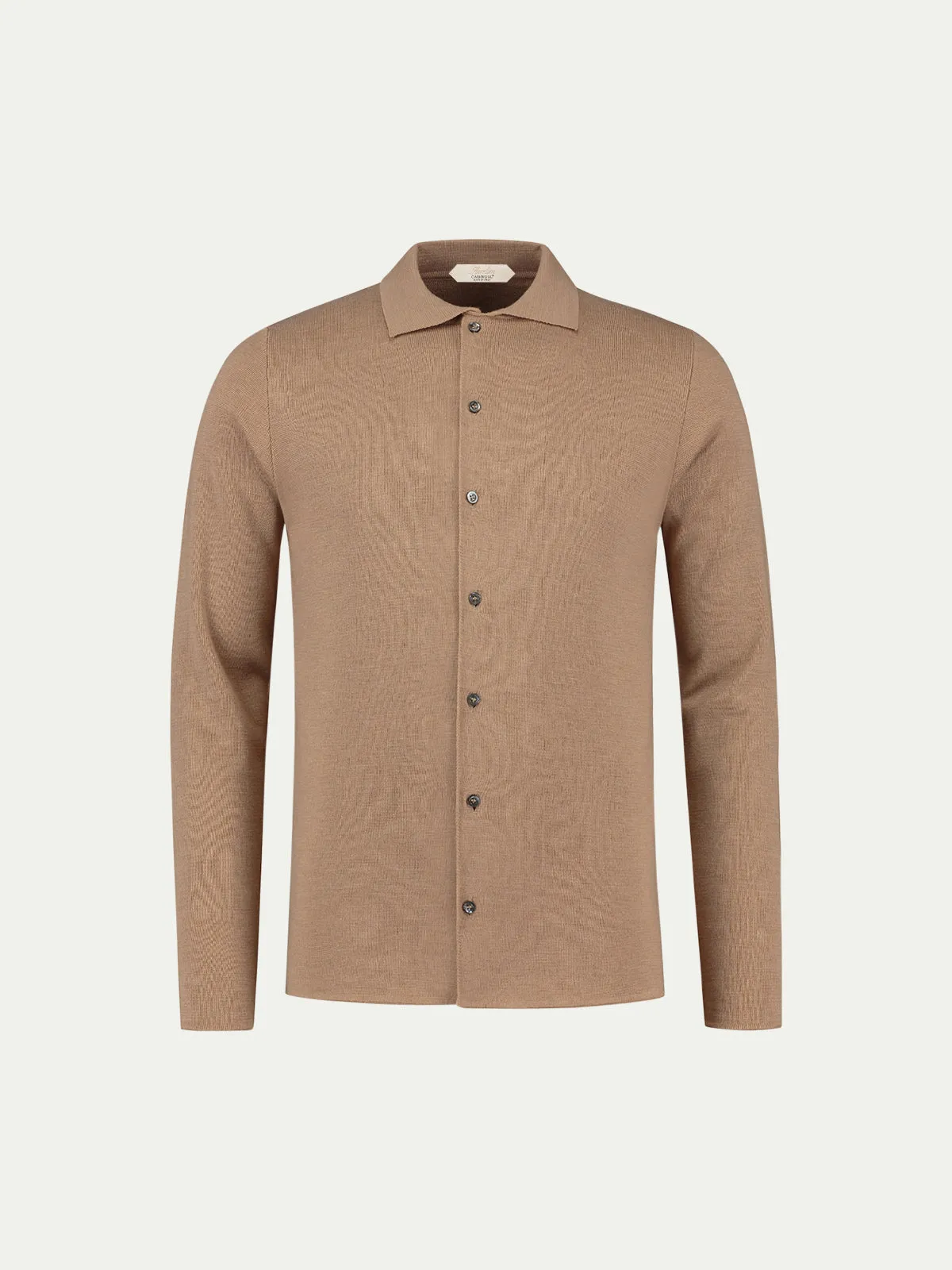 Extrafine Merino Knitted Shirt Beige