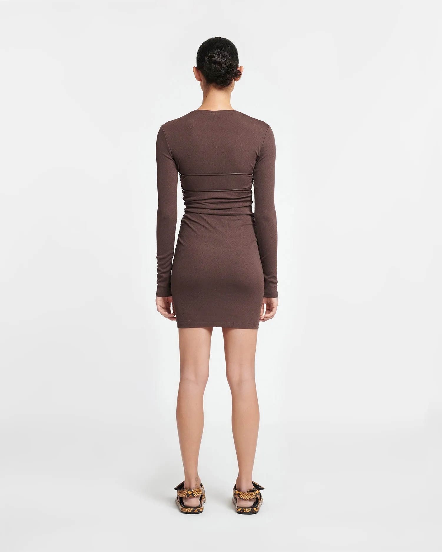 Feiko - Draped Mesh-Jersey Mini Dress - Nutmeg