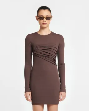 Feiko - Draped Mesh-Jersey Mini Dress - Nutmeg