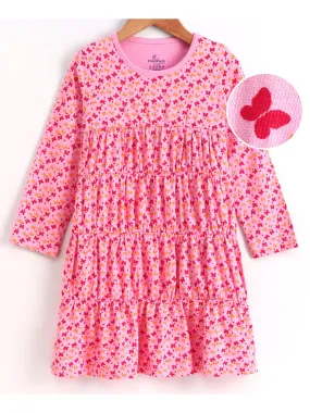 Girls Cotton Full Sleeves Jersey Dress printed